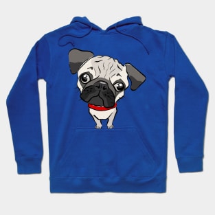 A little dog. Character sad pug. Muzzle unhappy pooch. lonely doggy with sad eyes Hoodie